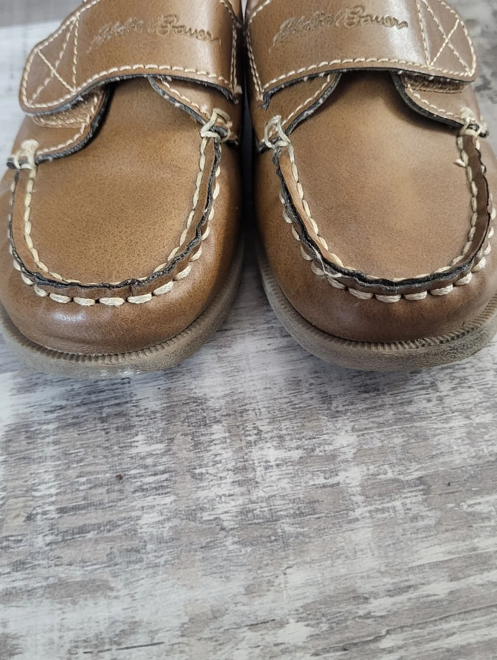 Eddie Bauer Toddler Boy Velcro Boat Dress Shoes Brown Farmer Old Money Church